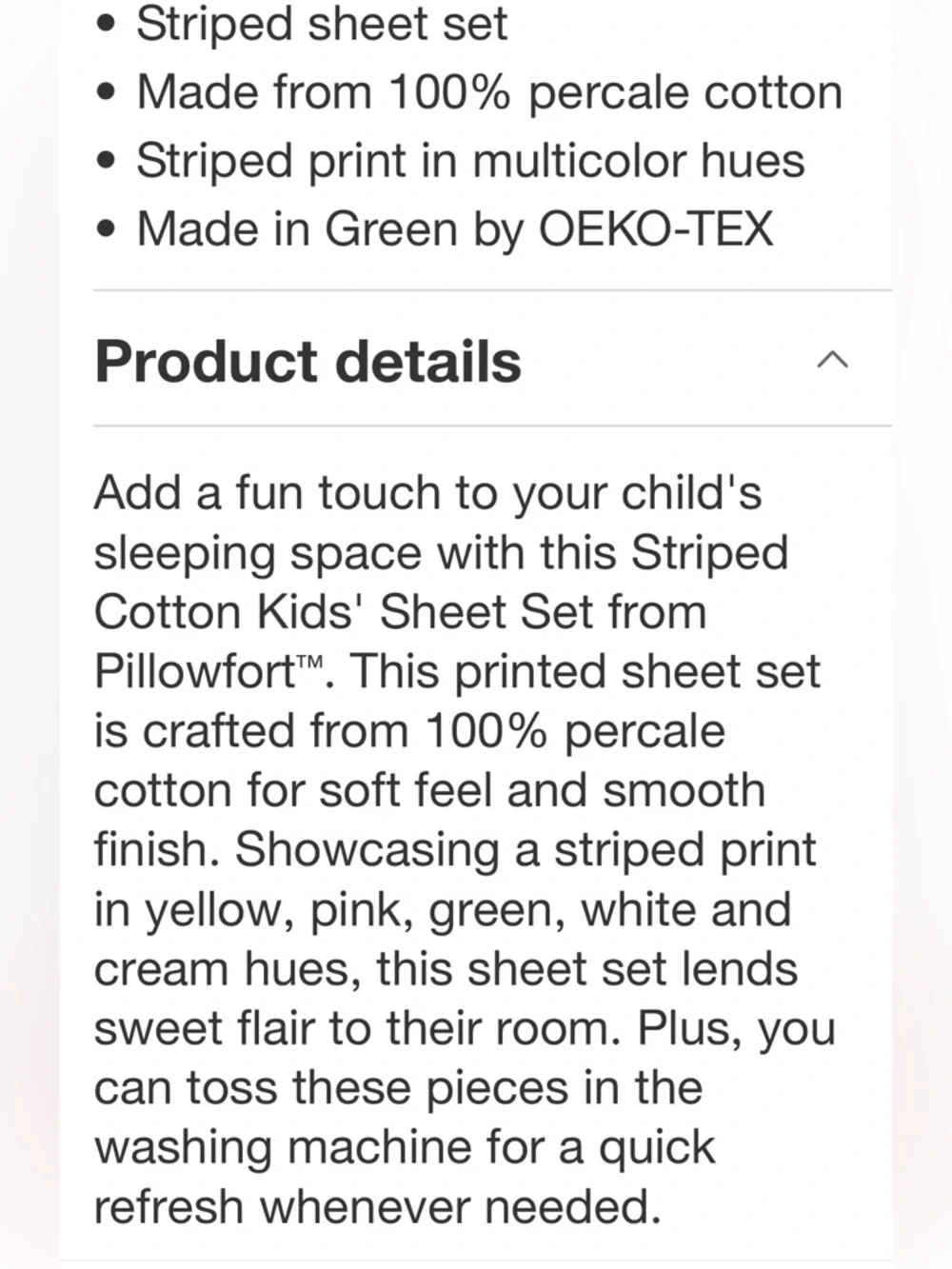 PILLOWFORT NWT Striped Cotton Kids' Sheet Set -multi -full - Picture 5 of 8